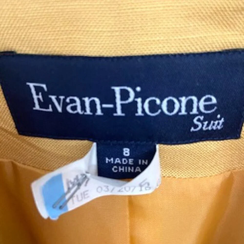 Evan Picone Blazer Jacket Women's Sz 8 Mustard‎ Yellow 3/4 Sleeves Linen Blend